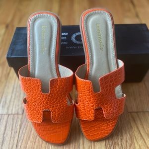 EGO Orange Faux Crocodile skin Sandal